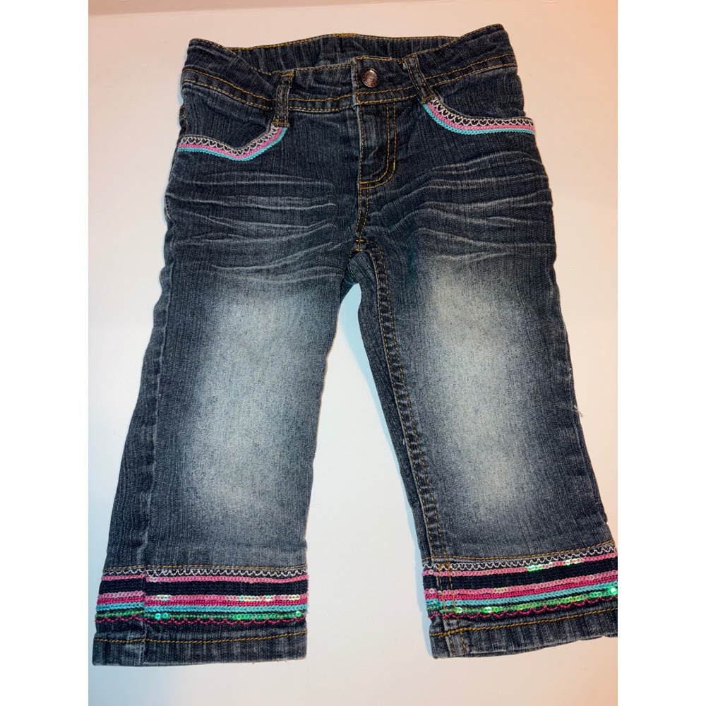 Vintage Sonoma Girls Jeans Size 5 Denim Capris Embellished‎ Pockets & Cuffs Cute